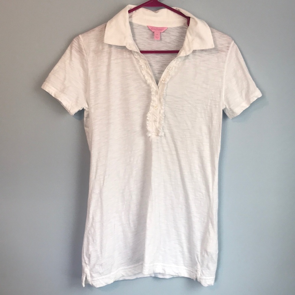 Lilly Pulitzer- White, 100% Cotton Shirt, Size M